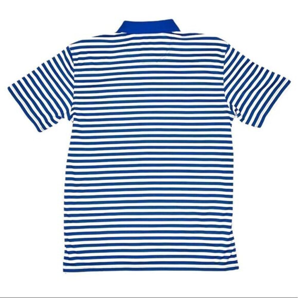 DePaul University NCAA Oxford America Bright Blue Striped Polo Shirt Size Small - Picture 2 of 6